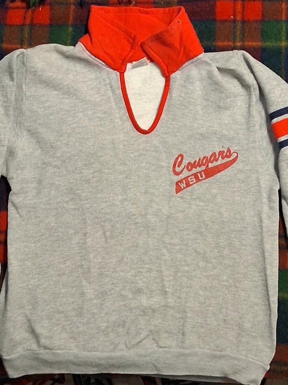 Vintage 70s Champion Blue Bar WSU Cougars Sweatshirt Small Single Stitch